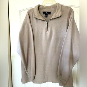 Men’s Consensus 1/4 zip long sleeve pullover sweater. Color, beige. Size…